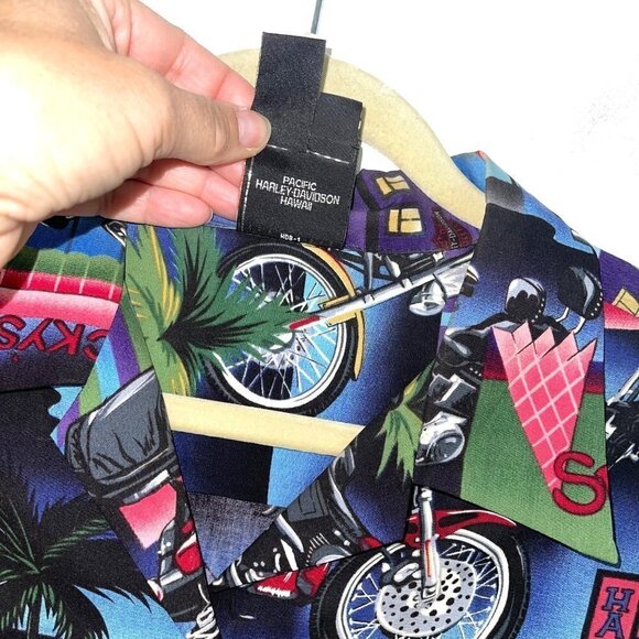 Harley Davidson x Tori Richard Vintage Womens Aloha Shirt Hawaiian Button Front - Picture 5 of 16